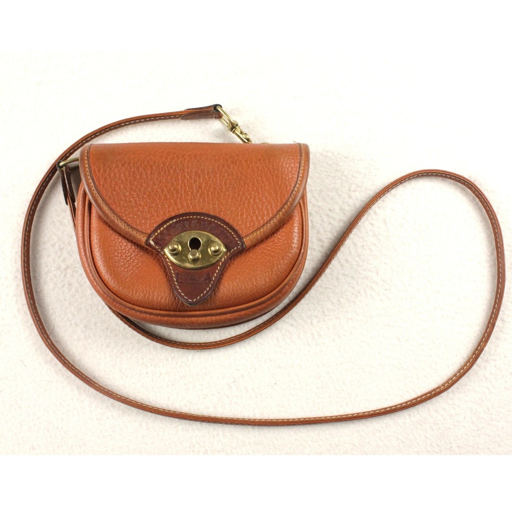 Vintage Dooney & Bourke AWL Cavalry Body Bag Tan Leather Crossbody USA